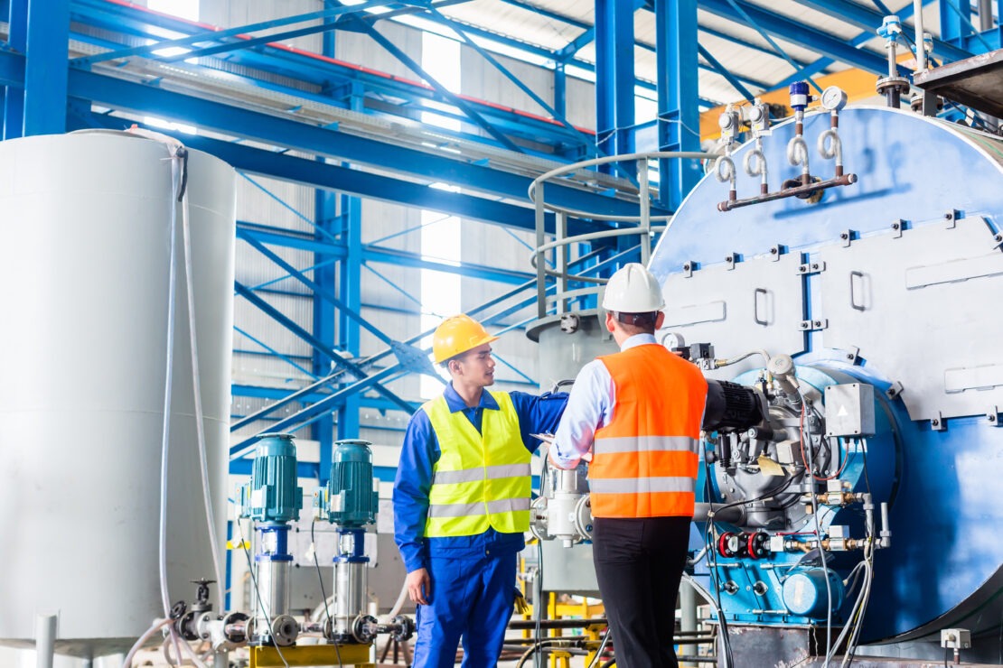 Workers in an industrial plant