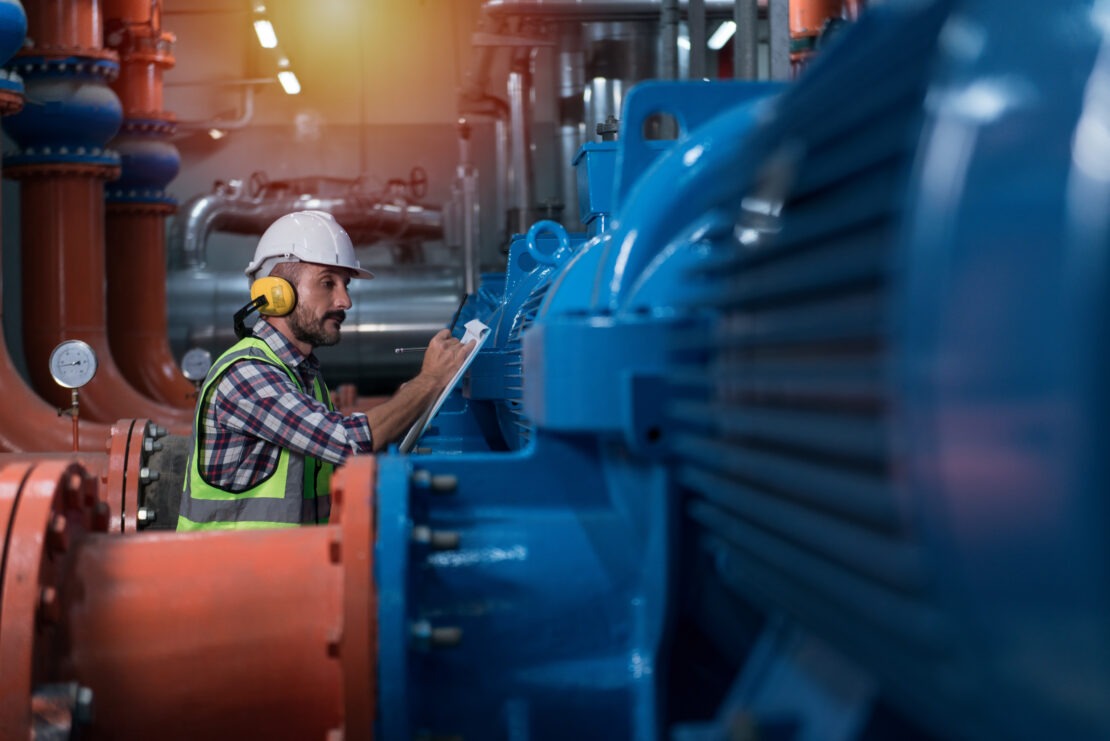 Engineer inspector in a plant